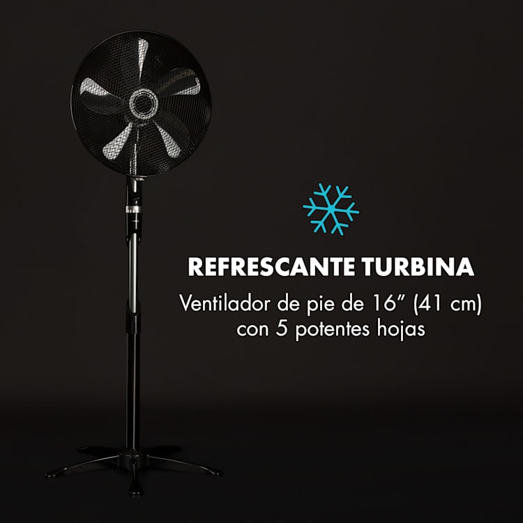 Summer Vibe Ventilador de pie de 16", 55W, 2040m³/h Oscilación de 65° Negro