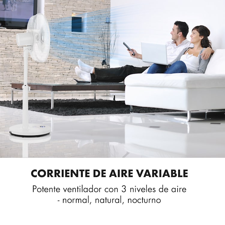 Clear Stream Ventilador de pie 16" 28W 3120m³/h Oscilación 90° Blanco