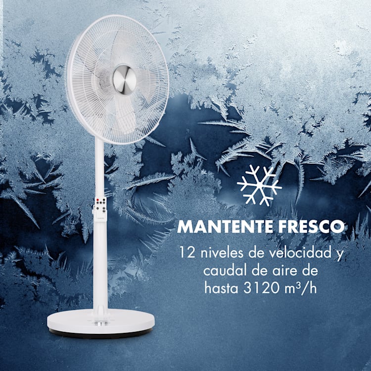 Clear Stream Ventilador de pie 16" 28W 3120m³/h Oscilación 90° Blanco