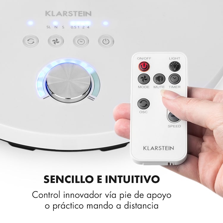 Clear Stream Ventilador de pie 16" 28W 3120m³/h Oscilación 90° Blanco