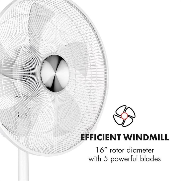Clear Stream staande ventilator 16" 28W 3120m³/h oscillatie 90° wit