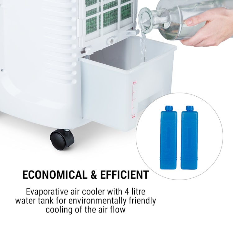 Coolster, ochladzovač vzduchu, ventilátor, ionizátor, 60 W, 320 m³/h , 4 l nádrž, biely Biela