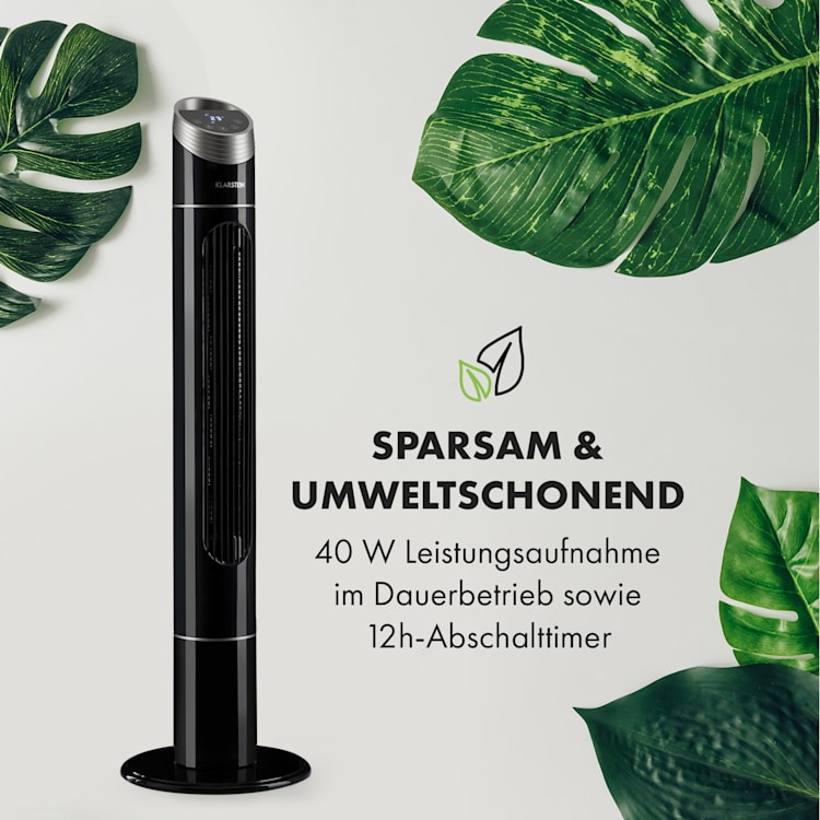 Sky High Turm-Ventilator 40W 276m³/h 75° Oszillation 3 Modi schwarz Schwarz
