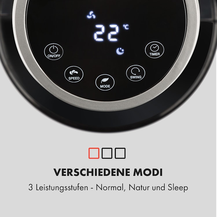 Sky High Turm-Ventilator 40W 276m³/h 75° Oszillation 3 Modi schwarz Schwarz