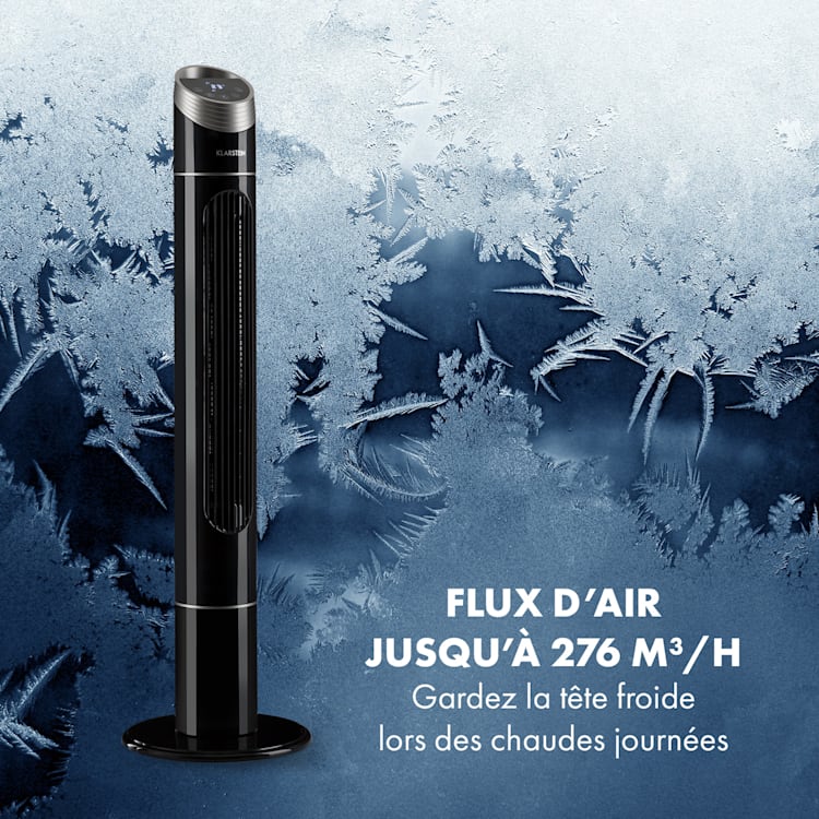 Sky High ventilateur tour 40 W 276 m³/h oscillation à 75° 3 modes noir Noir