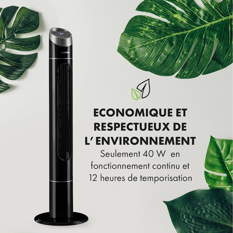 Sky High ventilateur tour 40 W 276 m³/h oscillation à 75° 3 modes noir Noir