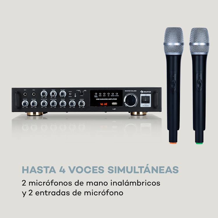 Karaoke Star 4 Set de karaoke 2 x 80 W máx. BT Puerto USB 2 micros inalámbricos Karaoke Star 4: 2 x 80 W/2 micrófonos inalámbricos | Negro