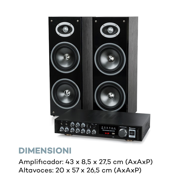 Karaoke Star 4 Set de karaoke 2 x 80 W máx. BT Puerto USB 2 micros inalámbricos Karaoke Star 4: 2 x 80 W/2 micrófonos inalámbricos | Negro