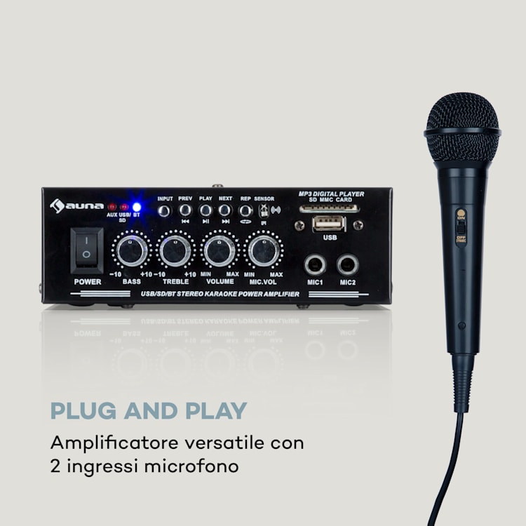 Karaoke Star 1 Karaoke-Set, 2 x 50 W max., BT, USB/SD, Line-In Karaoke Star 1: 2 x 50 W / 1 Microphone | Nero