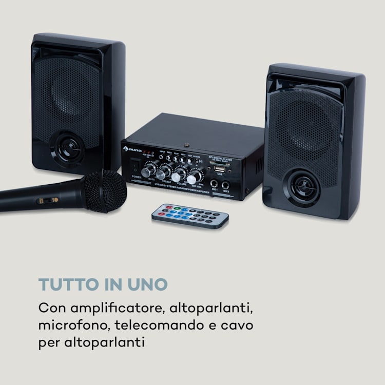 Karaoke Star 1 Karaoke-Set, 2 x 50 W max., BT, USB/SD, Line-In Karaoke Star 1: 2 x 50 W / 1 Microphone | Nero