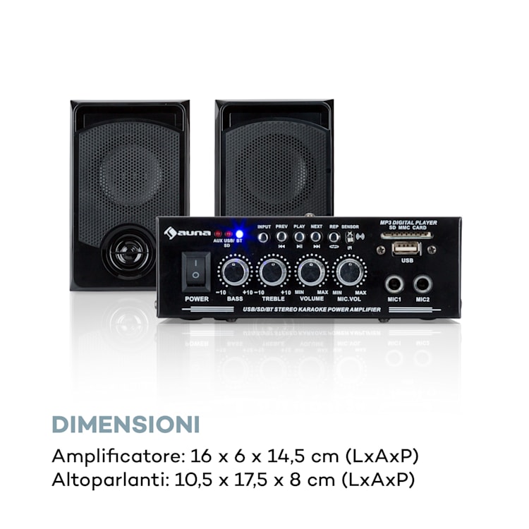 Karaoke Star 1 Karaoke-Set, 2 x 50 W max., BT, USB/SD, Line-In Karaoke Star 1: 2 x 50 W / 1 Microphone | Nero