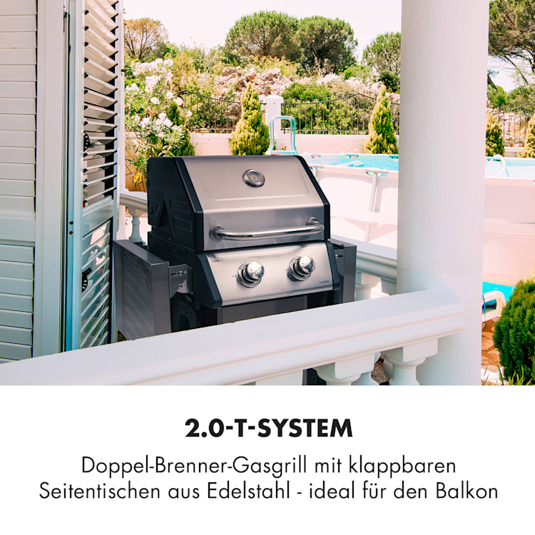 Lucifer 2.0-T Gasgrill 2 x 3,5 kW Brenner 45x44cm Grill Edelstahl