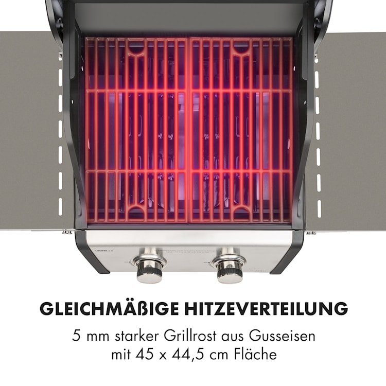 Lucifer 2.0-T Gasgrill 2 x 3,5 kW Brenner 45x44cm Grill Edelstahl