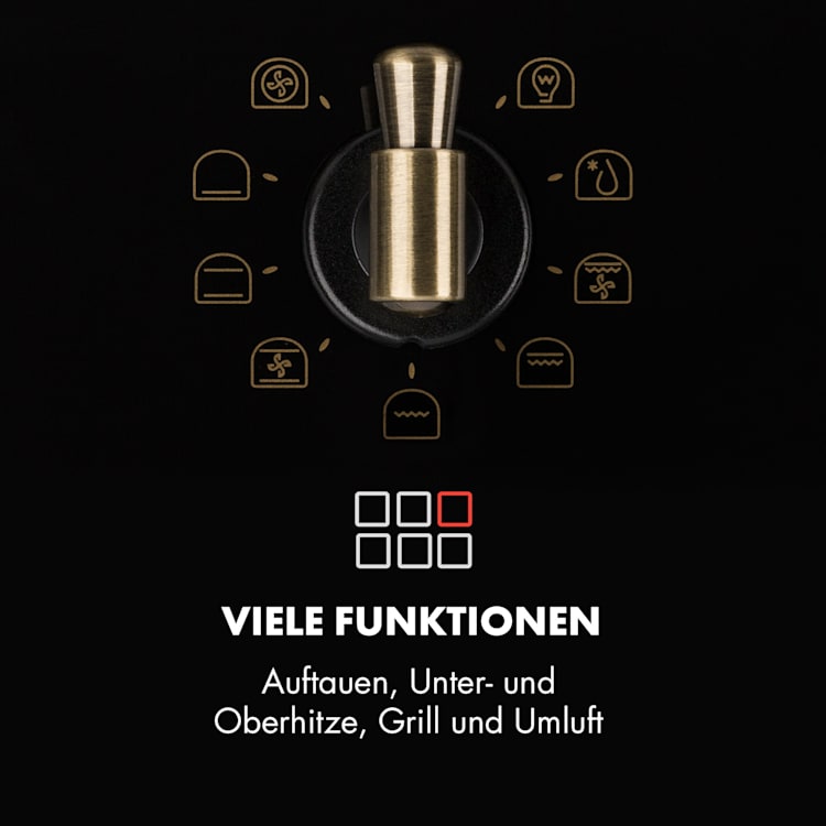 Victoria Einbaubackofen Retro-Design 9 Funktionen 50-250°C schwarz Schwarz