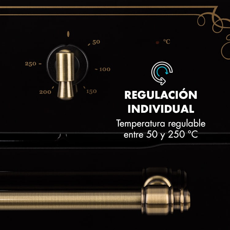 Victoria Horno empotrable Diseño retro 9 funciones 50-250°C negro Negro