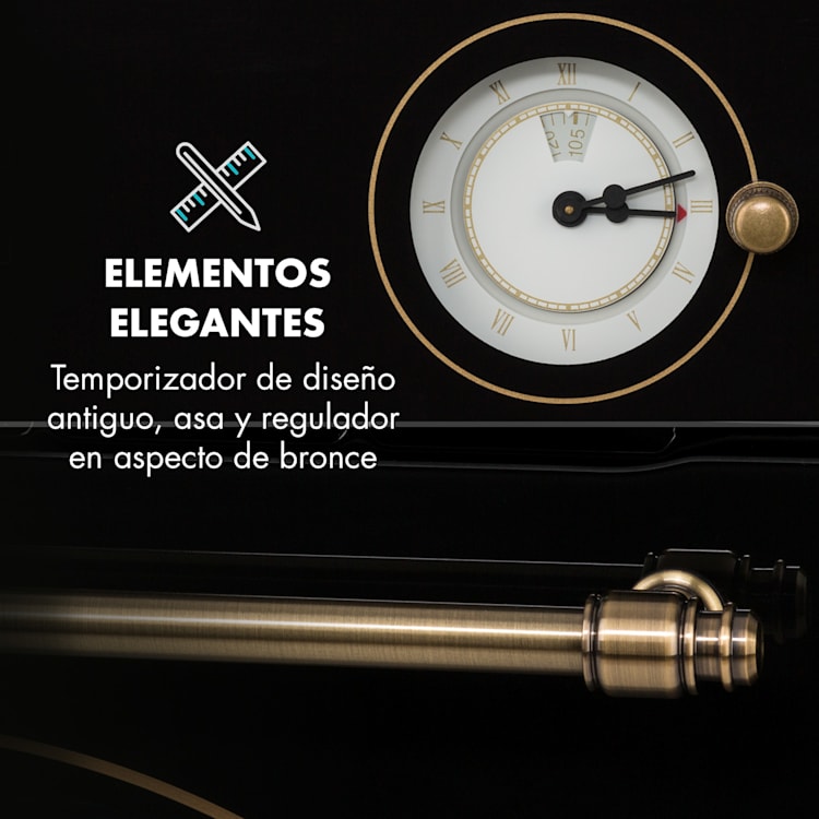 Victoria Horno empotrable Diseño retro 9 funciones 50-250°C negro Negro