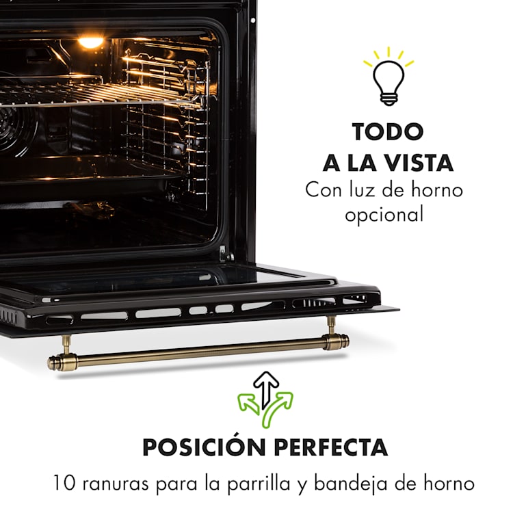 Victoria Horno empotrable Diseño retro 9 funciones 50-250°C negro Negro