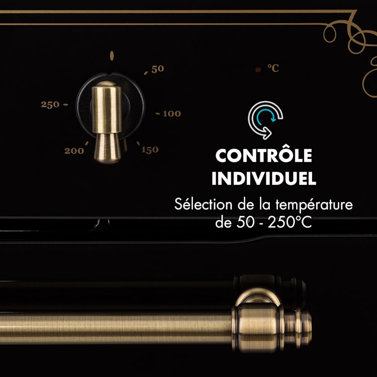 Victoria inbouw bakoven retrodesign 9 functies 50-250°C zwart Zwart