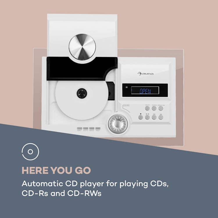Stereosonic Impianto Stereo, Montaggio a parete, Lettore CD, USB, BT, bianco