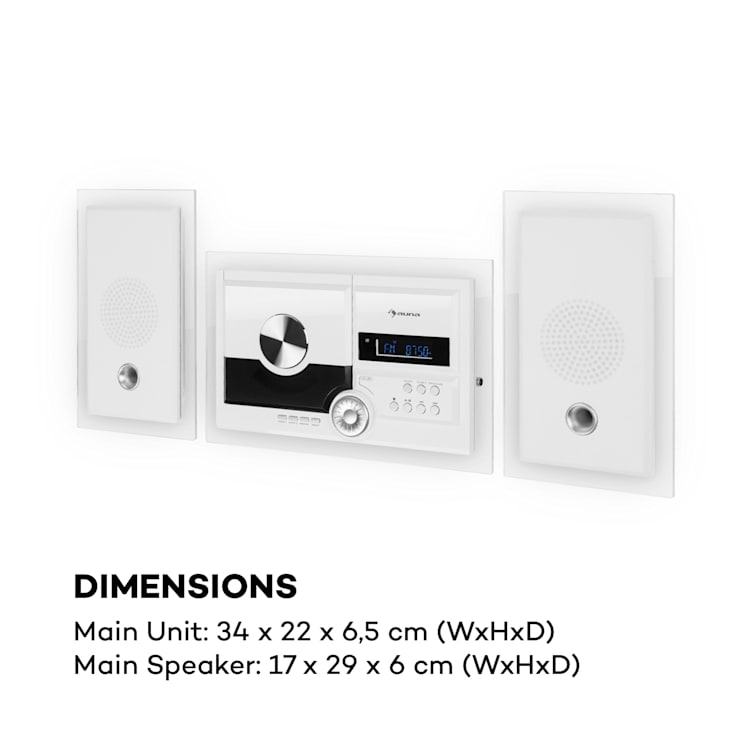 Stereosonic Impianto Stereo, Montaggio a parete, Lettore CD, USB, BT, bianco