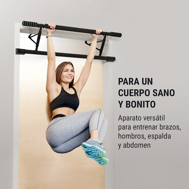 In-Door Barra de dominadas Suspensión para marco de puerta 130kg Almohadilla EVA Acero negra
