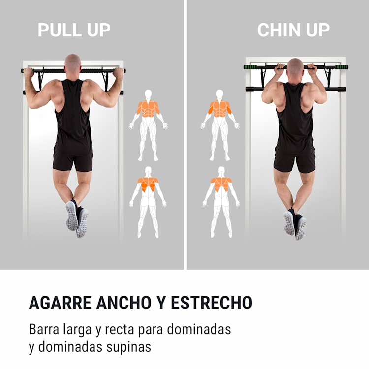 In-Door Barra de dominadas Suspensión para marco de puerta 130kg Almohadilla EVA Acero negra