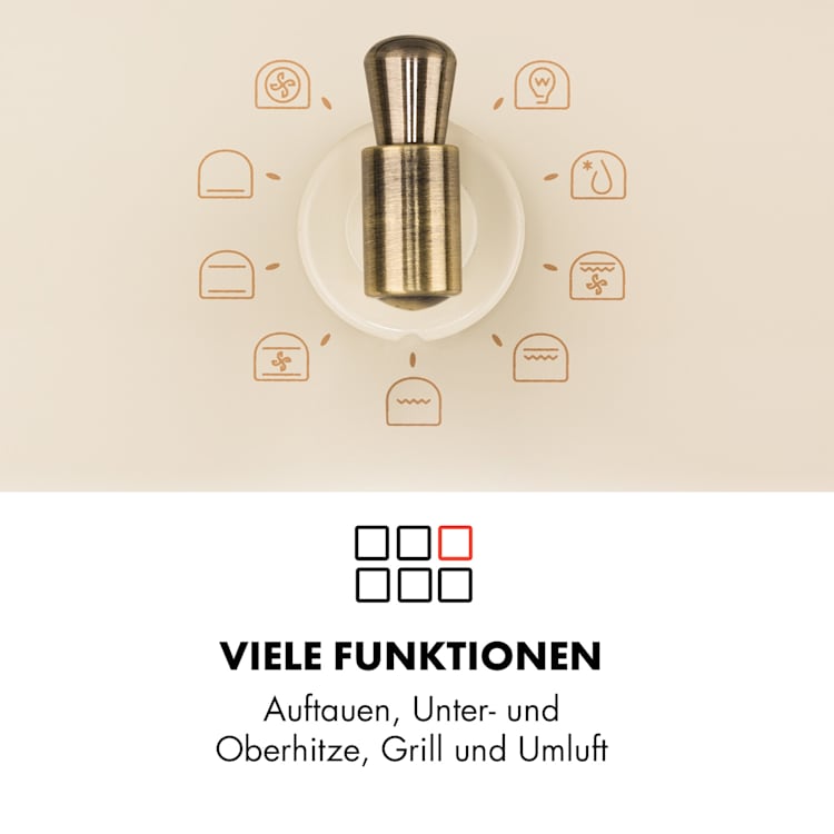 Victoria Einbaubackofen Retro-Design 9 Funktionen 50-250°C elfenbein Elfenbein