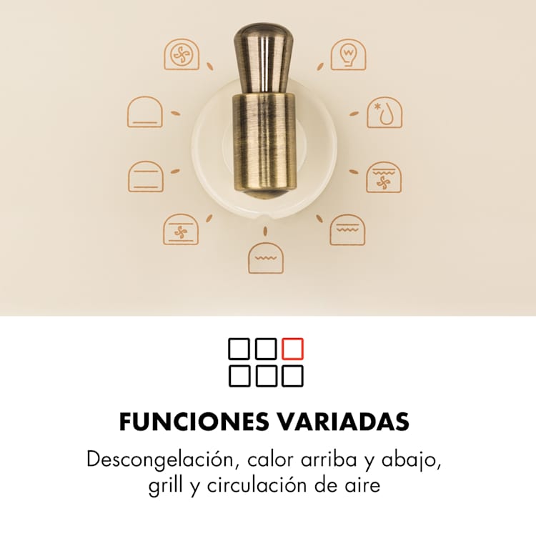 Victoria Horno empotrable Diseño retro 9 funciones 50-250°C marfil Marfil