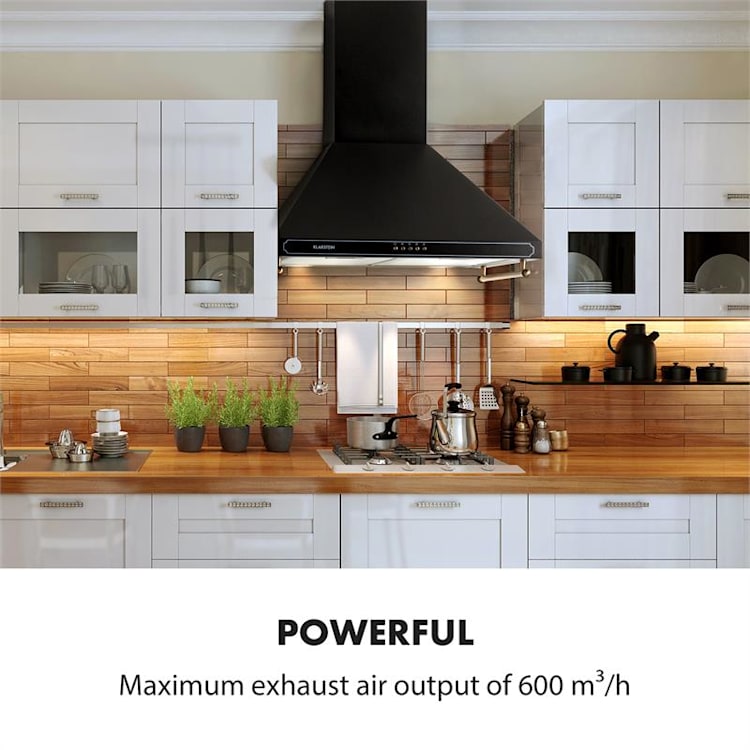 Victoria Exaustor Design Retro 600m³/h 2 Lâmpadas LED Preto Preto