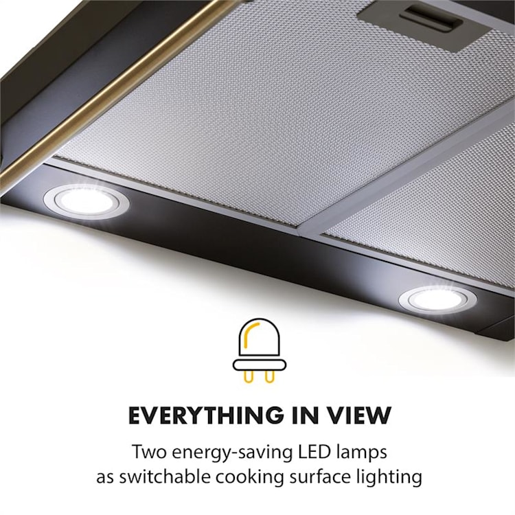 Victoria Exaustor Design Retro 600m³/h 2 Lâmpadas LED Preto Preto