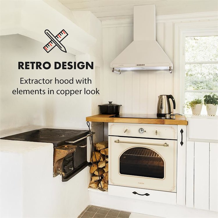 Victoria Exaustor Design Retro 600m³/h Lâmpadas LED Marfim Marfim