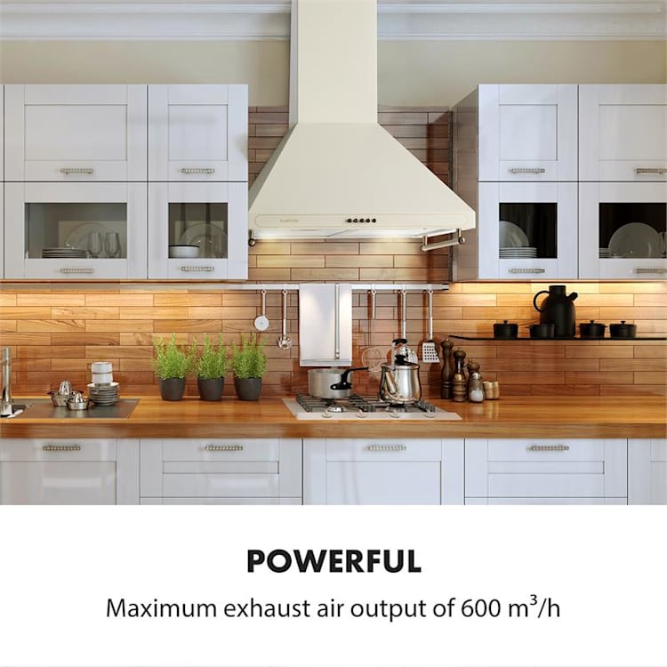 Victoria Exaustor Design Retro 600m³/h Lâmpadas LED Marfim Marfim