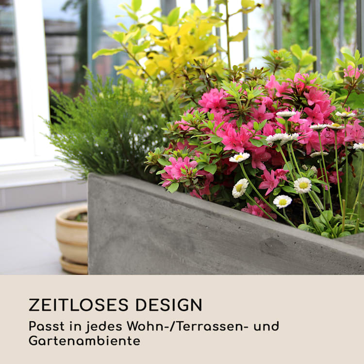 Solidflor Pflanztopf 75 x 20 x 20 cm Fiberglas In-/Outdoor hellgrau Hellgrau