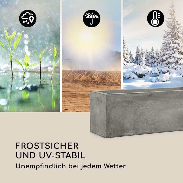 Solidflor Pflanztopf 75 x 20 x 20 cm Fiberglas In-/Outdoor hellgrau Hellgrau