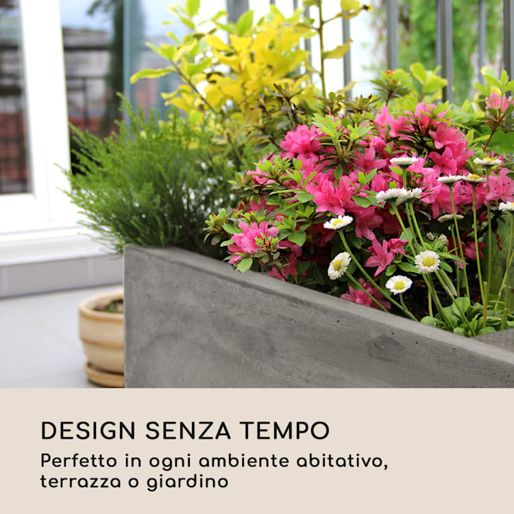 Solidflor Vaso 75 x 20 x 20 cm Vetroresina In-/Outdoor grigio chiaro