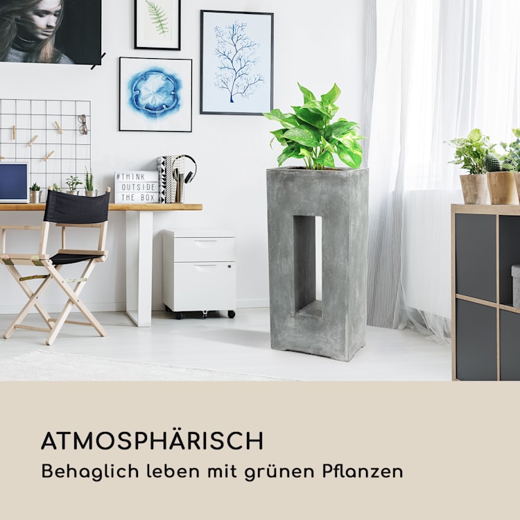 Airflor Pflanztopf 45 x 100 x 27 cm Fiberglas In-/Outdoor hellgrau Hellgrau
