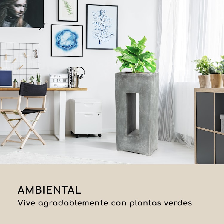 Airflor Maceta 45 x 100 x 27 cm Fibra de vidrio Exterior/Interior gris claro Gris Claro