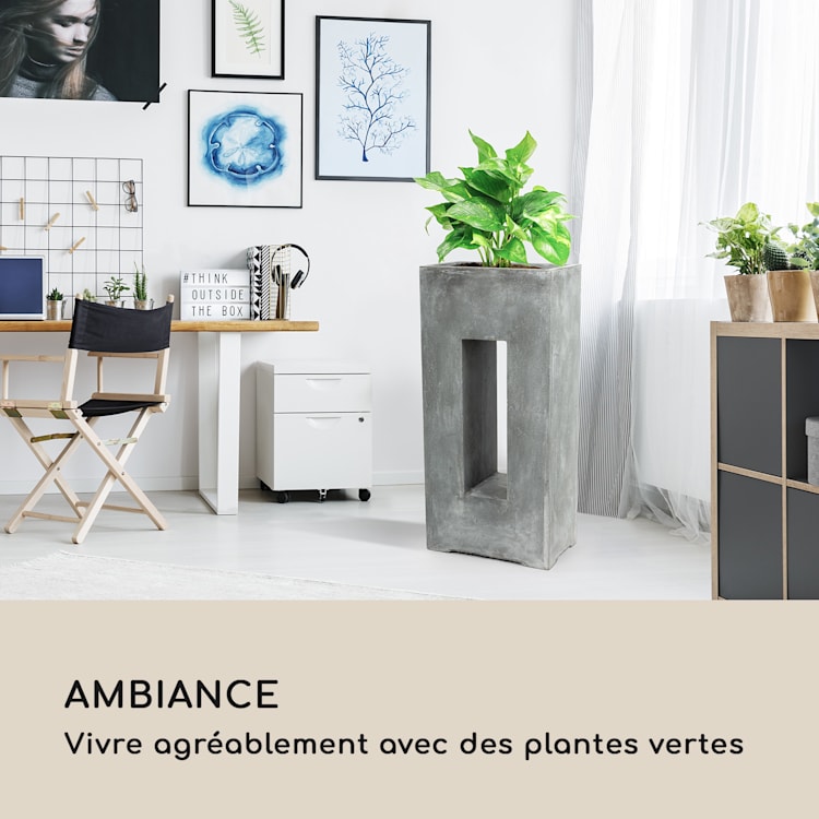 Airflor Bac à plantes 45 x 100 x 27 cm Fibre de verre - gris clair Gris Clair