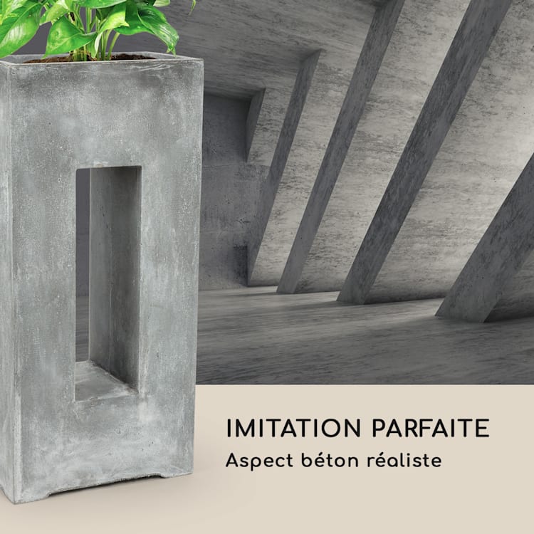 Airflor Bac à plantes 45 x 100 x 27 cm Fibre de verre - gris clair Gris Clair