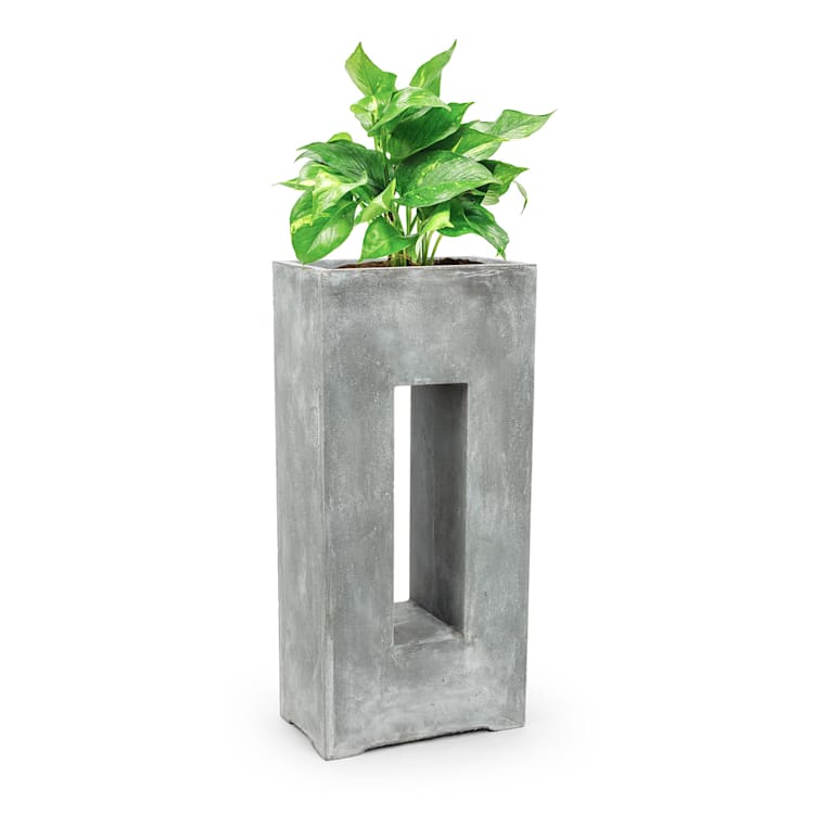 Airflor Maceta 45 x 100 x 27 cm Fibra de vidrio Exterior/Interior gris claro Gris Claro