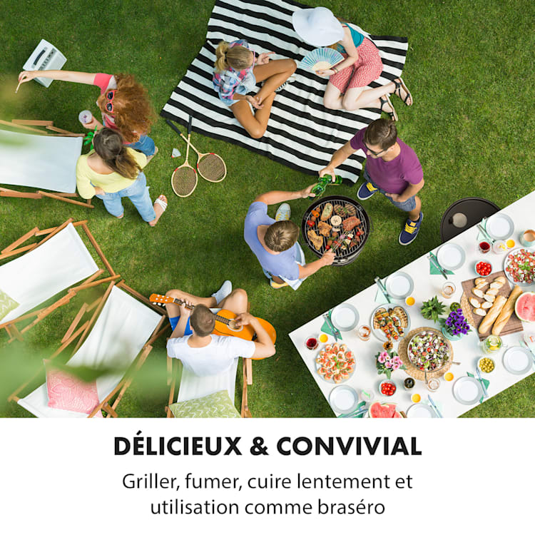 BBQ Brooklyn Tonneau barbecue fumoir Ø 42cm acier revêtement pulvérisé