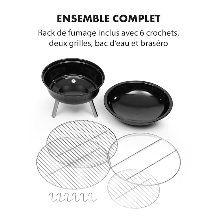 BBQ Brooklyn Tonneau barbecue fumoir Ø 42cm acier revêtement pulvérisé
