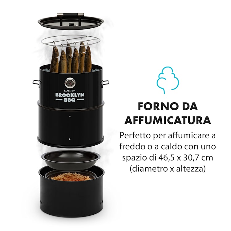 Brooklyn-BBQ Grill 4in1| Ø 42 cm | Acciaio | Verniciato a Polveri