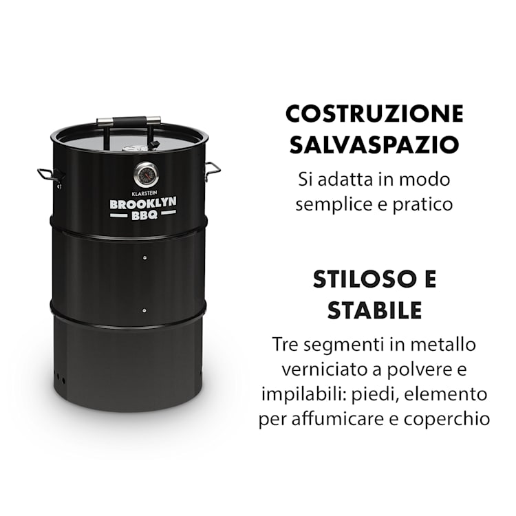 Brooklyn-BBQ Grill 4in1| Ø 42 cm | Acciaio | Verniciato a Polveri