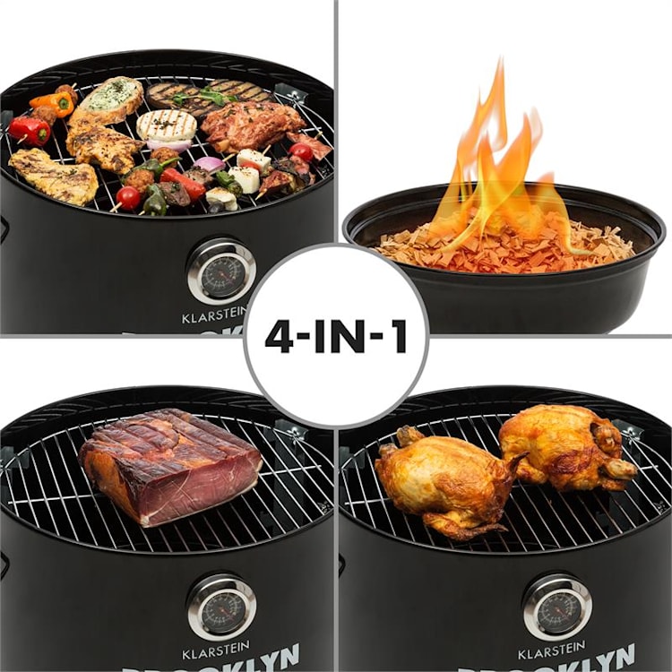 Brooklyn-BBQ, 4 v 1 grilovací súdok, Ø 42 cm, oceľ, práškové lakovanie