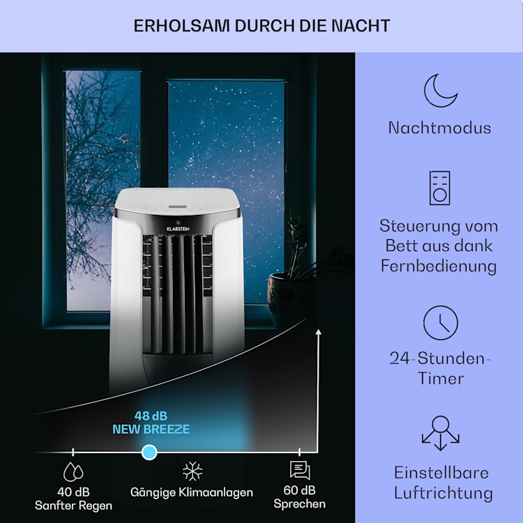 New Breeze ECO mobile Klimaanlage 10.000 BTU / 2,9 kW EEK A+ 10.000 BTU | Weiß / Schwarz