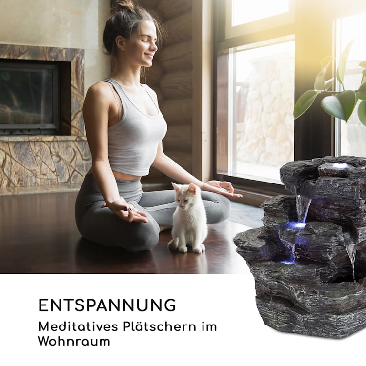 Rochester Falls Gartenbrunnen IPX8 6W Polyresin 3 LEDs Steinoptik