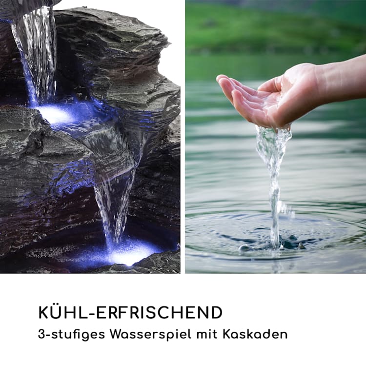 Rochester Falls Gartenbrunnen IPX8 6W Polyresin 3 LEDs Steinoptik