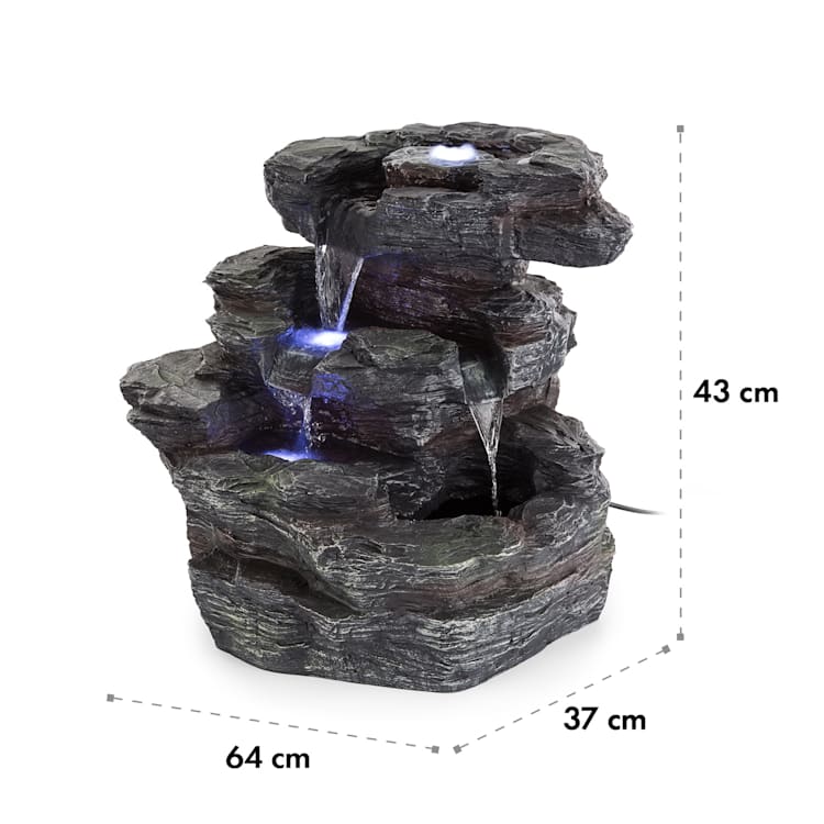 Rochester Falls Gartenbrunnen IPX8 6W Polyresin 3 LEDs Steinoptik