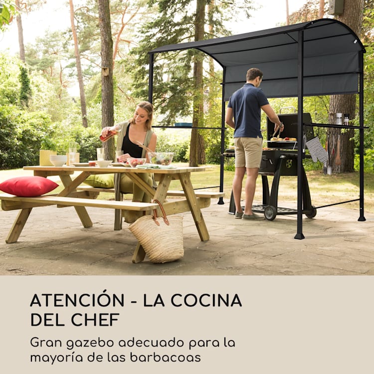 Steakhouse Techo para grill 220x215x140cm PE 180 g/m² Acero ignífugo Gris